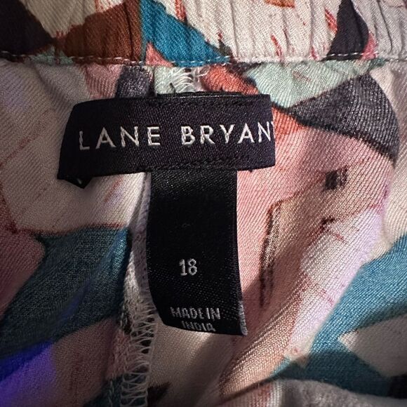 Lane Bryant Sleeveless CrossBack Button front Geo print multi color halter- Sz18 - Picture 5 of 7